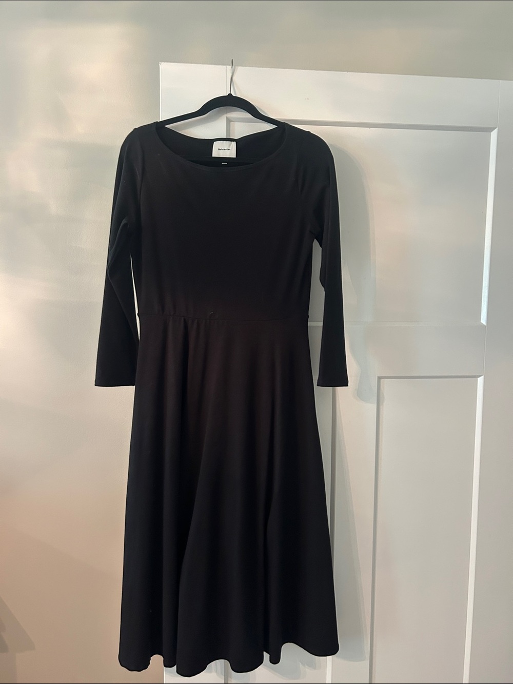 Reformation Black Long-Sleeve Fit & Flare Dress